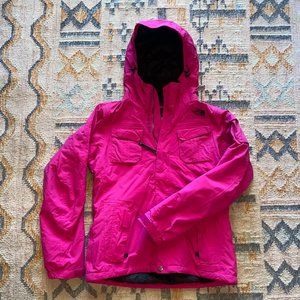 The North Face Bright Pink Hooded Ski Jacket with Black Lining